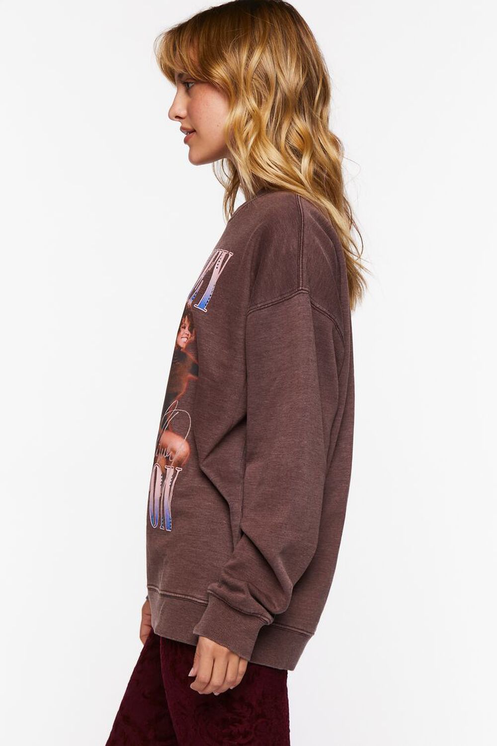 BROWN/MULTI Oversized Whitney Houston Graphic Pullover, image 2