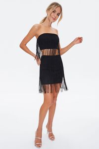 BLACK Fringe Tube Top & Skirt Set, image 4