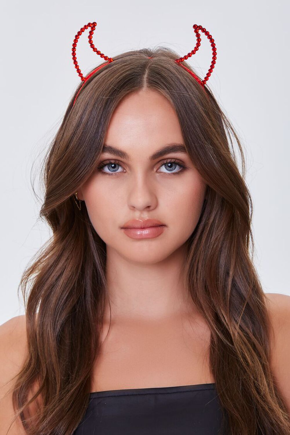 RED Faux Gem Devil Horn Headband, image 1