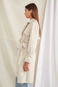 NATURAL Belted Faux Suede Trench Jacket, image 2