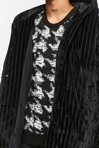 BLACK Hooded Plush Longline Coat, image 5