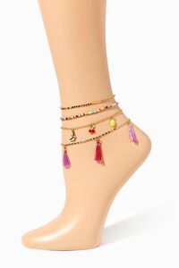 GOLD/RED Cherry Charm Chain Anklet Set, image 2