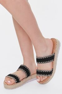 BLACK Threaded Espadrille Flatform Sandals, image 1