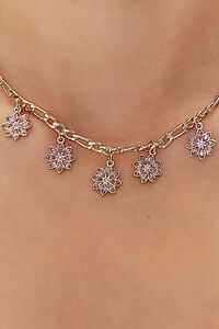 PINK/GOLD Faux Gem Floral Charm Necklace, image 2