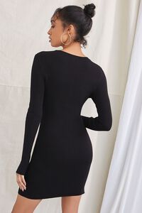 BLACK Ribbed Cutout Mini Dress, image 3