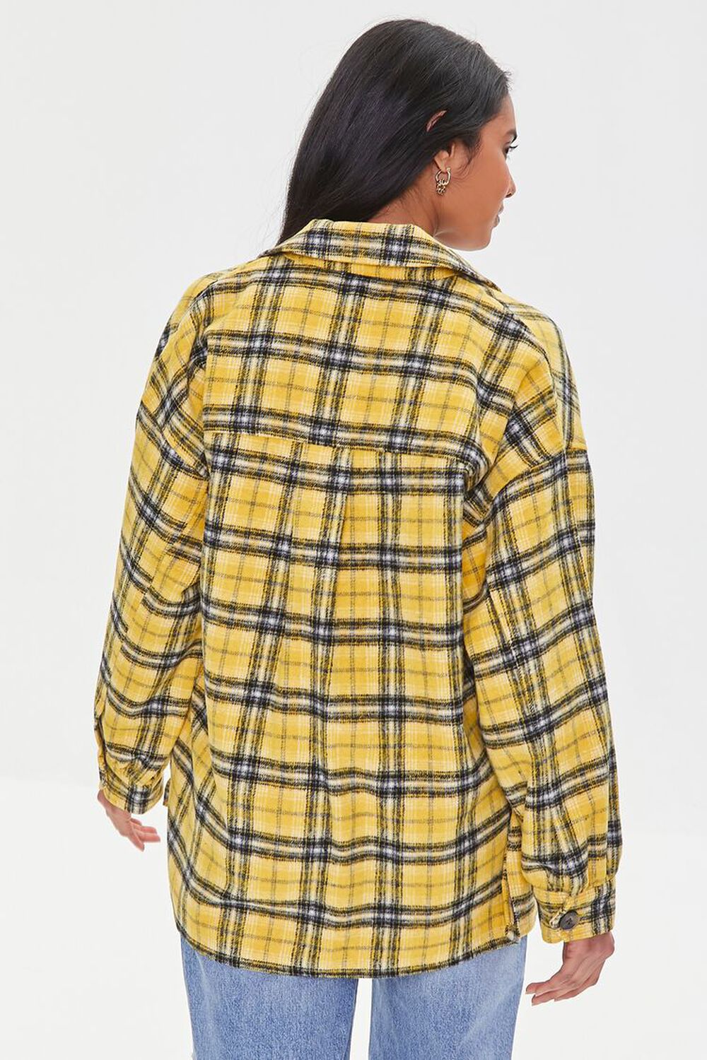 YELLOW/MULTI Plaid Button-Front Shacket, image 3