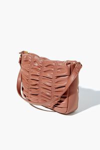 TAN Ruched Faux Leather Crossbody Bag, image 2