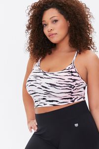 PINK/MULTI Plus Size Active Tiger Striped Cami, image 1