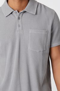 HARBOR GREY Ribbed Slim-Fit Pocket Polo Shirt, image 5