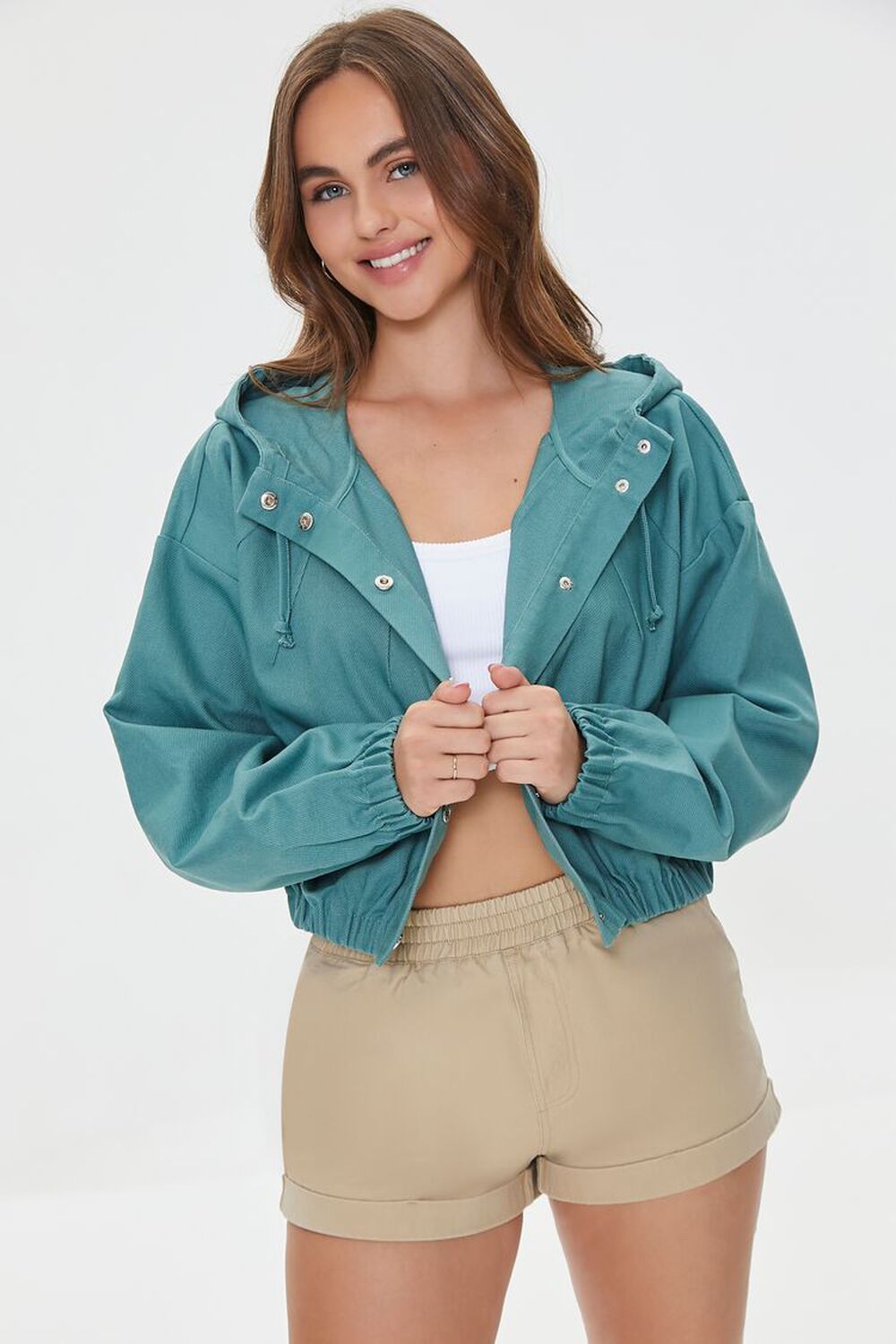 forever21.com | Drawstring Cropped Twill Jacket