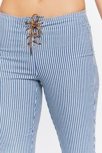 BLUE/WHITE Pinstriped Low-Rise Flare Jeans, image 5