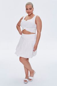WHITE Plus Size Smocked Mini Skirt, image 5