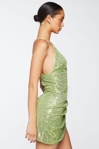 GREEN Sequin Ruched Bodycon Mini Dress, image 2