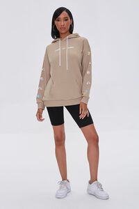 TAUPE/WHITE Love Embroidered Graphic Hoodie, image 5