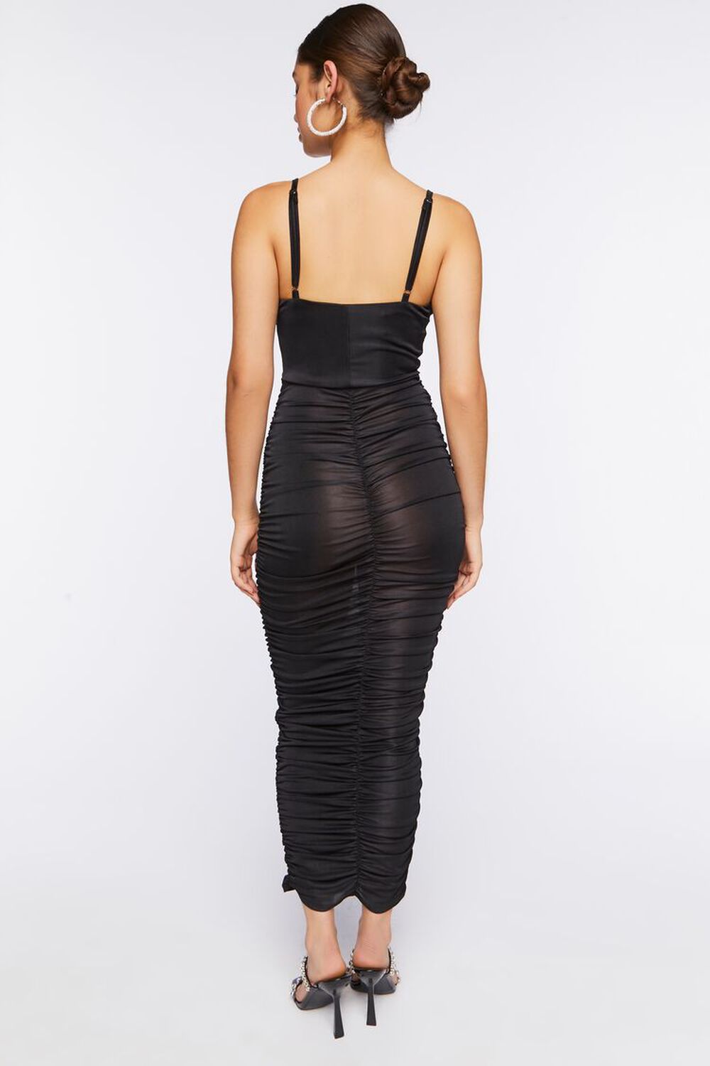 BLACK Ruched Corset Maxi Dress, image 3