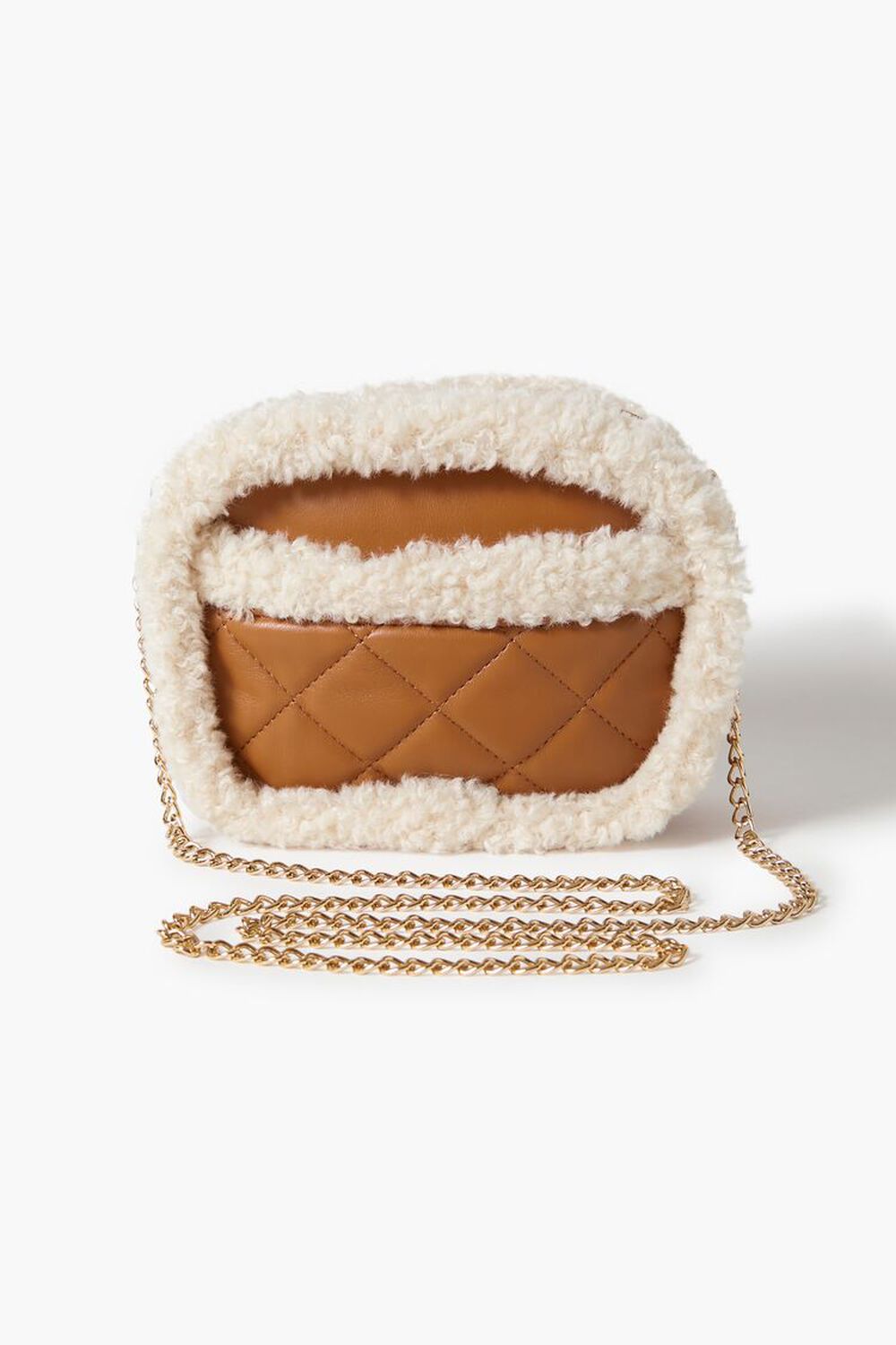 Quilted Faux Shearling Crossbody Bag