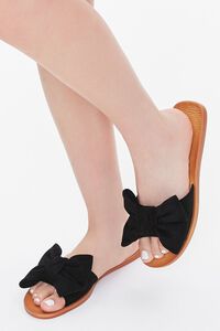 BLACK Faux Suede Bow Sandals, image 1