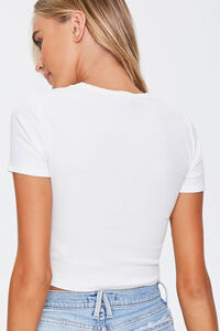 IVORY Cropped Cotton-Blend Tee, image 3