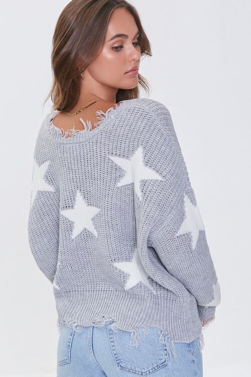 GREY/CREAM Star Print Sharkbite Sweater, image 3