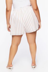 WHITE/SAFARI Plus Size Striped Shorts, image 4