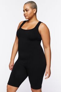 BLACK Plus Size Fitted Tank Romper, image 2