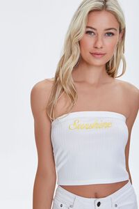 WHITE/YELLOW Embroidered Sunshine Tube Top, image 1
