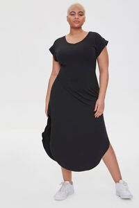 BLACK Plus Size Scoop-Hem Bodycon Dress, image 4