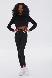 BLACK Active French Terry Crop Top, image 4