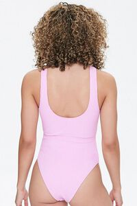 PINK Ribbed Cutout One-Piece Swimsuit, image 3