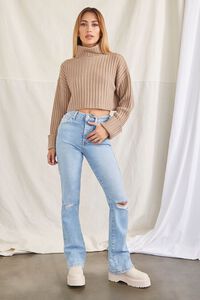 TAUPE Turtleneck Cropped Sweater, image 4