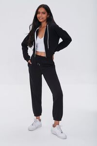 BLACK Basic Fleece Zip-Up Jacket, image 4