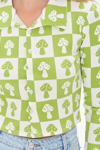 AVOCADO/CREAM Checkered Mushroom Print Shirt, image 5
