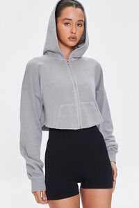 GREY French Terry Zip-Up Hoodie, image 5