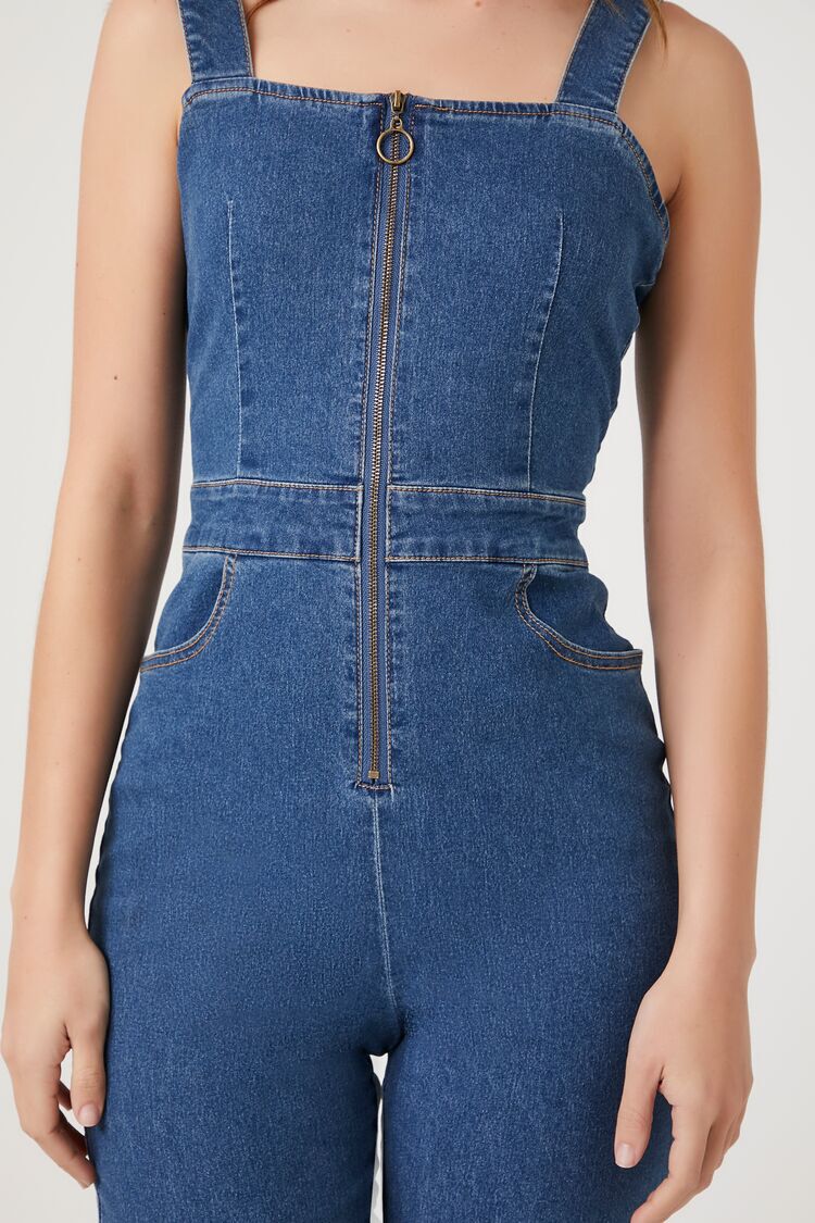 Buy Forever 21 blue Wide Leg Button Detail Plunge Jumpsuit for Women in  Manama Riffa