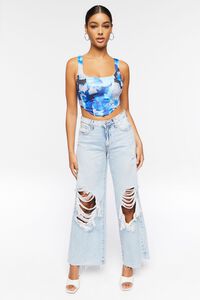 BLUE/MULTI Abstract Print Crop Top, image 4