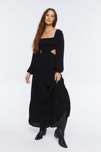 BLACK Cutout Maxi Peasant Dress, image 1