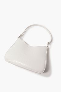 WHITE Faux Croc Leather Shoulder Bag, image 2