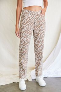 BEIGE/TAN Zebra Print Straight Jeans, image 2