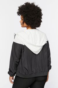 BLACK/WHITE Plus Size Colorblock Windbreaker Jacket, image 3