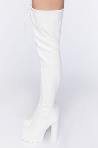 WHITE Lace-Up Thigh-High Boots, image 2