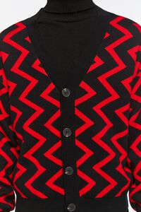 BLACK/RED Chevron Cardigan Sweater, image 5