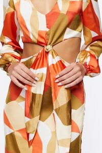 RUST/MULTI Satin Abstract Print Maxi Dress, image 5