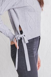 HEATHER GREY Cable Knit Self-Tie Sweater, image 5