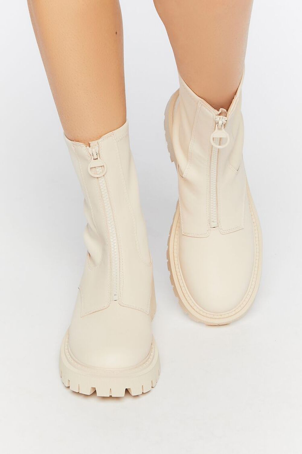 Zip-Front Faux Leather Booties