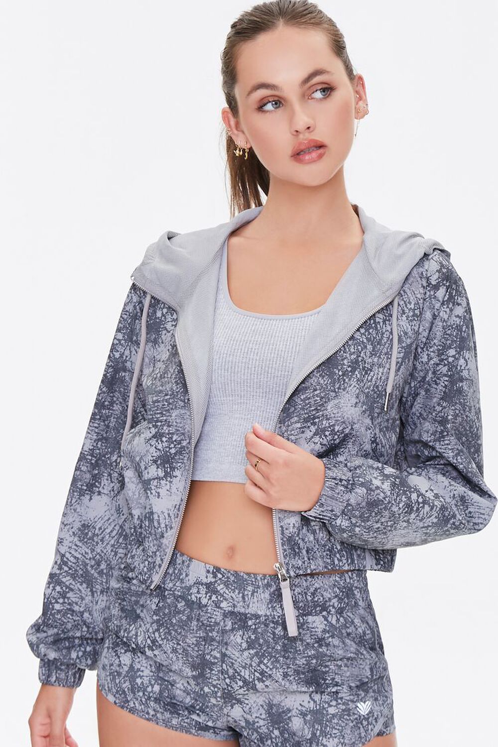 Active Abstract Print Hooded Jacket