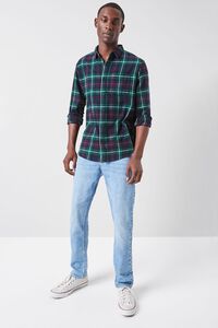 GREEN/MULTI Plaid Button-Front Flannel Shirt, image 4