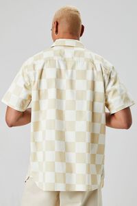 KHAKI/WHITE Checkered Button-Front Shirt, image 3