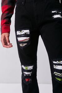 BLACK/MULTI Monster Print Distressed Jeans, image 5