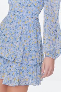 BLUE/MULTI Ditsy Floral Chiffon Mini Dress, image 5