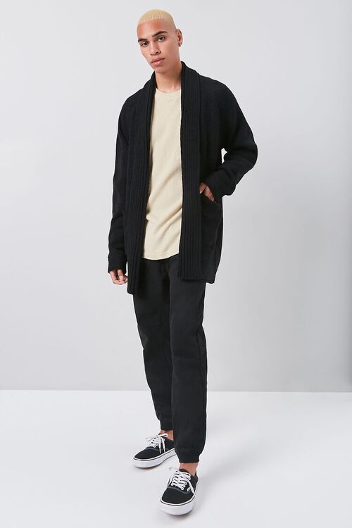 BLACK Longline Open-Front Cardigan Sweater, image 4